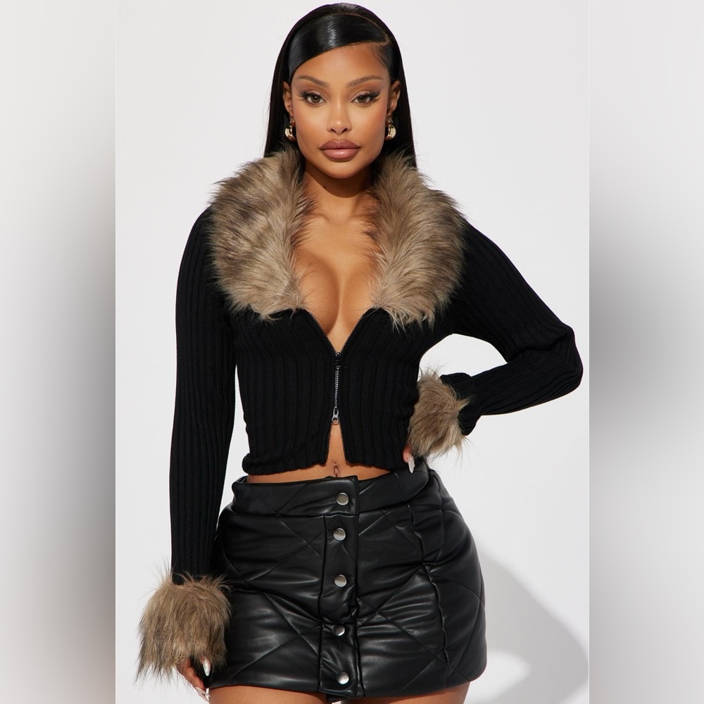Fur long sleeve top
